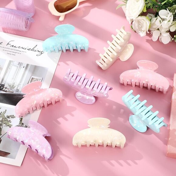 Large Acrylic Hair Claw Clips 8 Pack Non-slip Strong Hold for Thick or Thin Hair main image 5